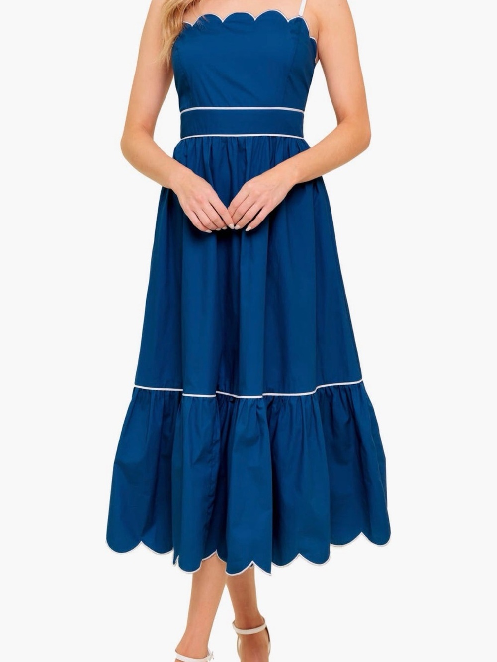 Flying Tomato Royal Blue Scallop-Trim Midi Dress